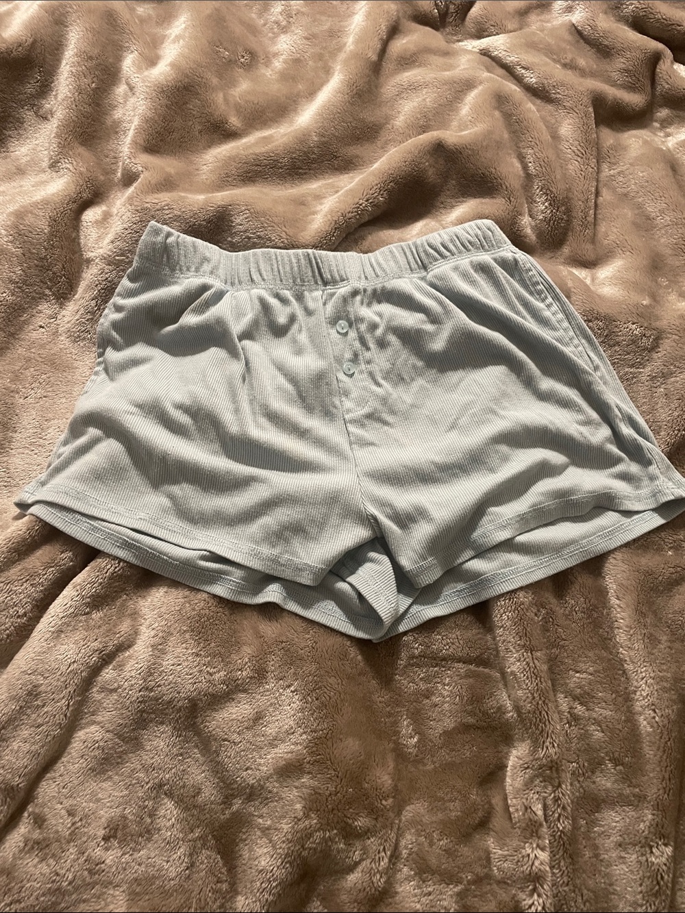 Arizona Jean Company Light Gray Ribbed Lounge Shorts with Button Front